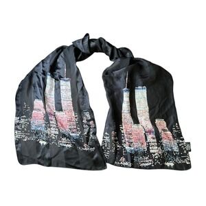 CEJON SILK SCARF New York City Skyline TWIN TOWERS WORLD TRADE CENTER Pre-911
